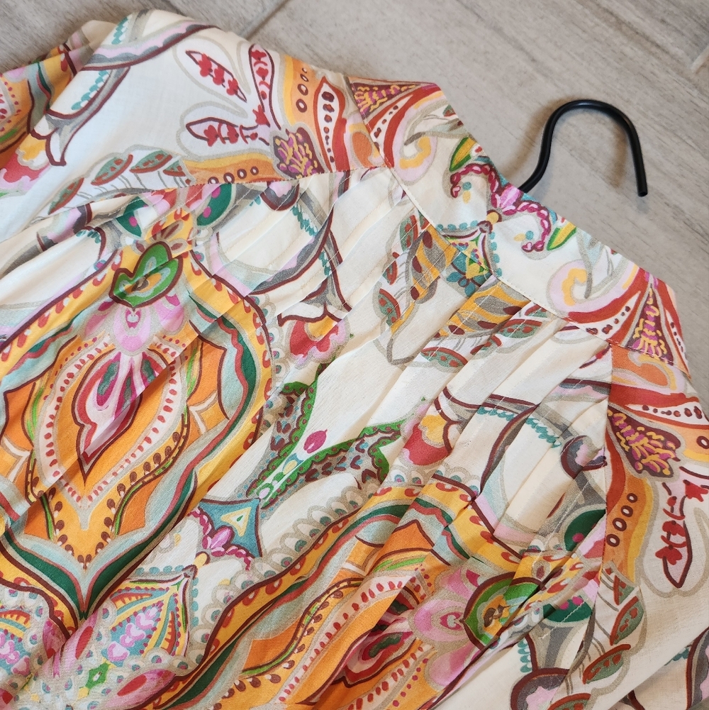 Antonio Melani Mini Dress 6 Petal Pink Ochre Scarf Cotton Voile Brynn New $230B - Picture 13 of 16